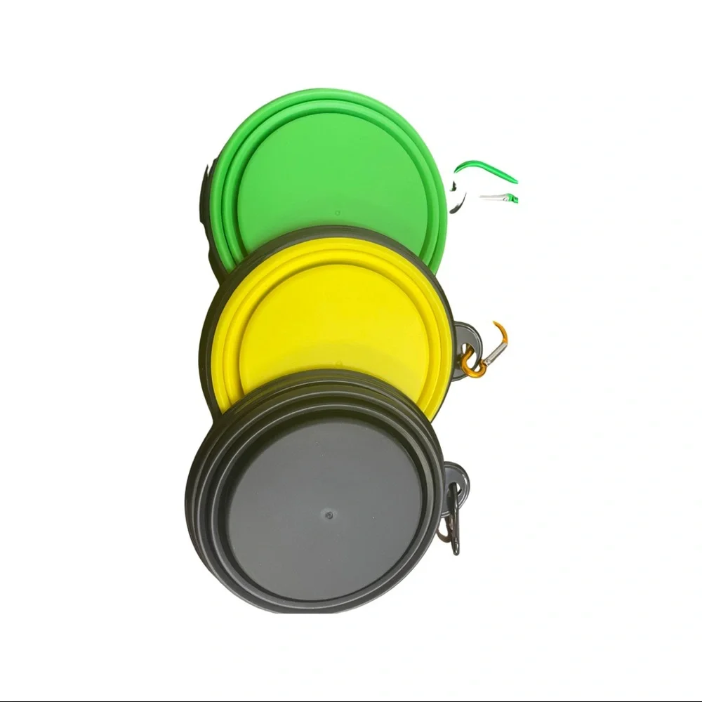 💙 Pet food or water bowl. 3 foldable pieces. Green,yellow and black.